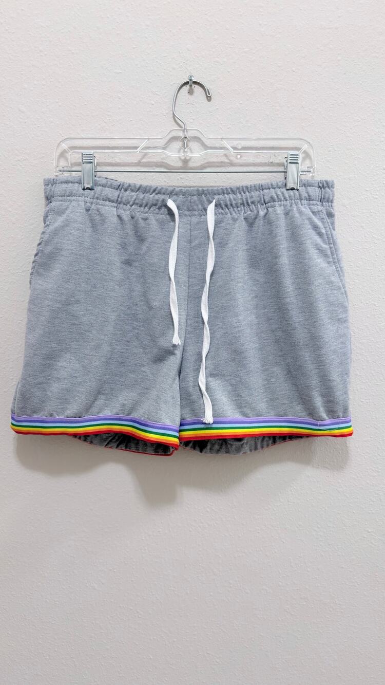 Rainbow Trim Pride Lounge Shorts – Adult Large Preowned